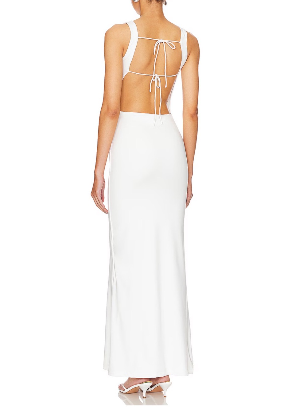 Astra White Backless Maxi Dress